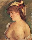Eduard Manet Wall Art - Blonde Woman with Bare Breasts